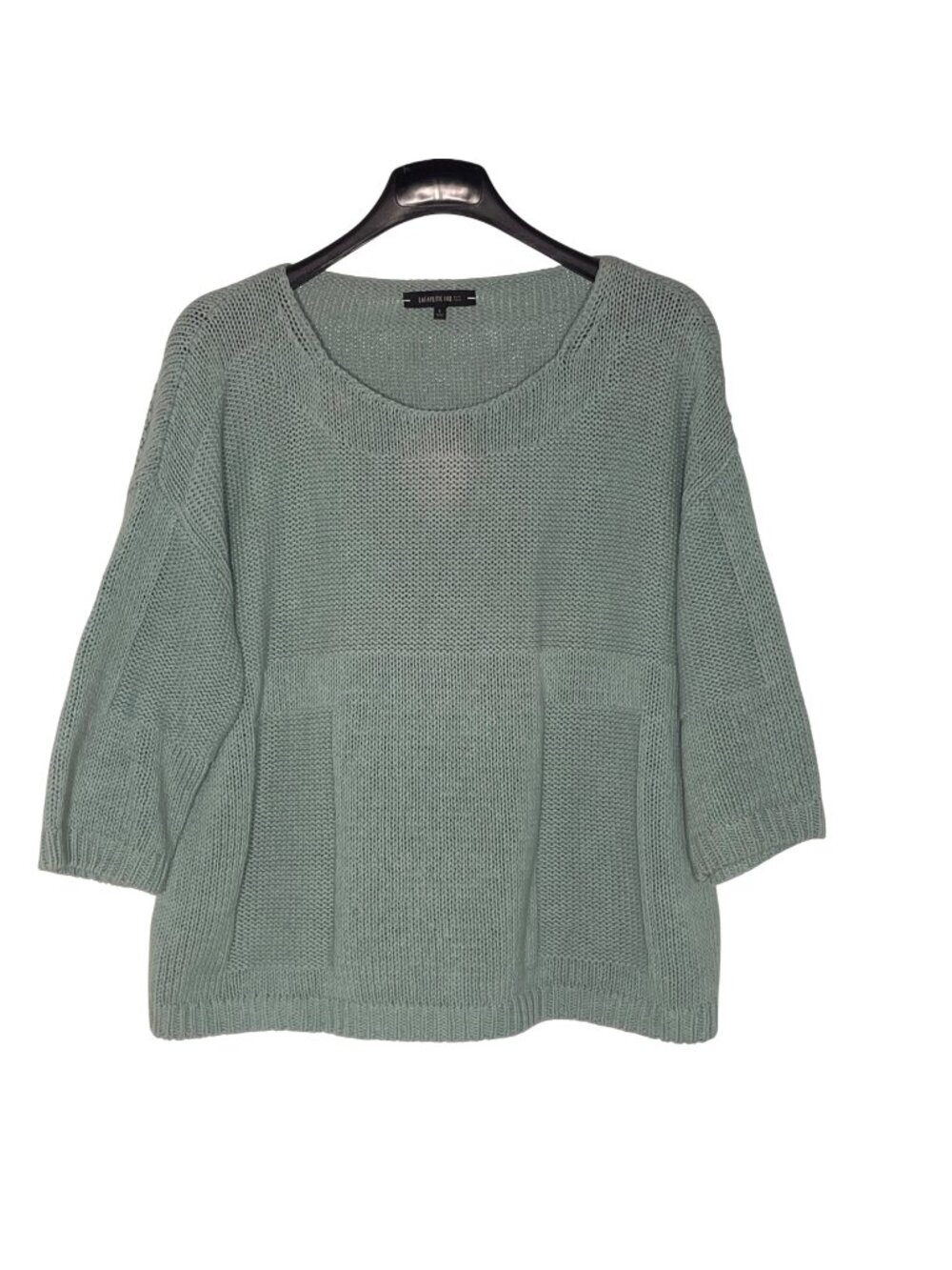 Lafayette 148 Cotton Linen Cable Knit Boxy Cropped Sweater Sz LG